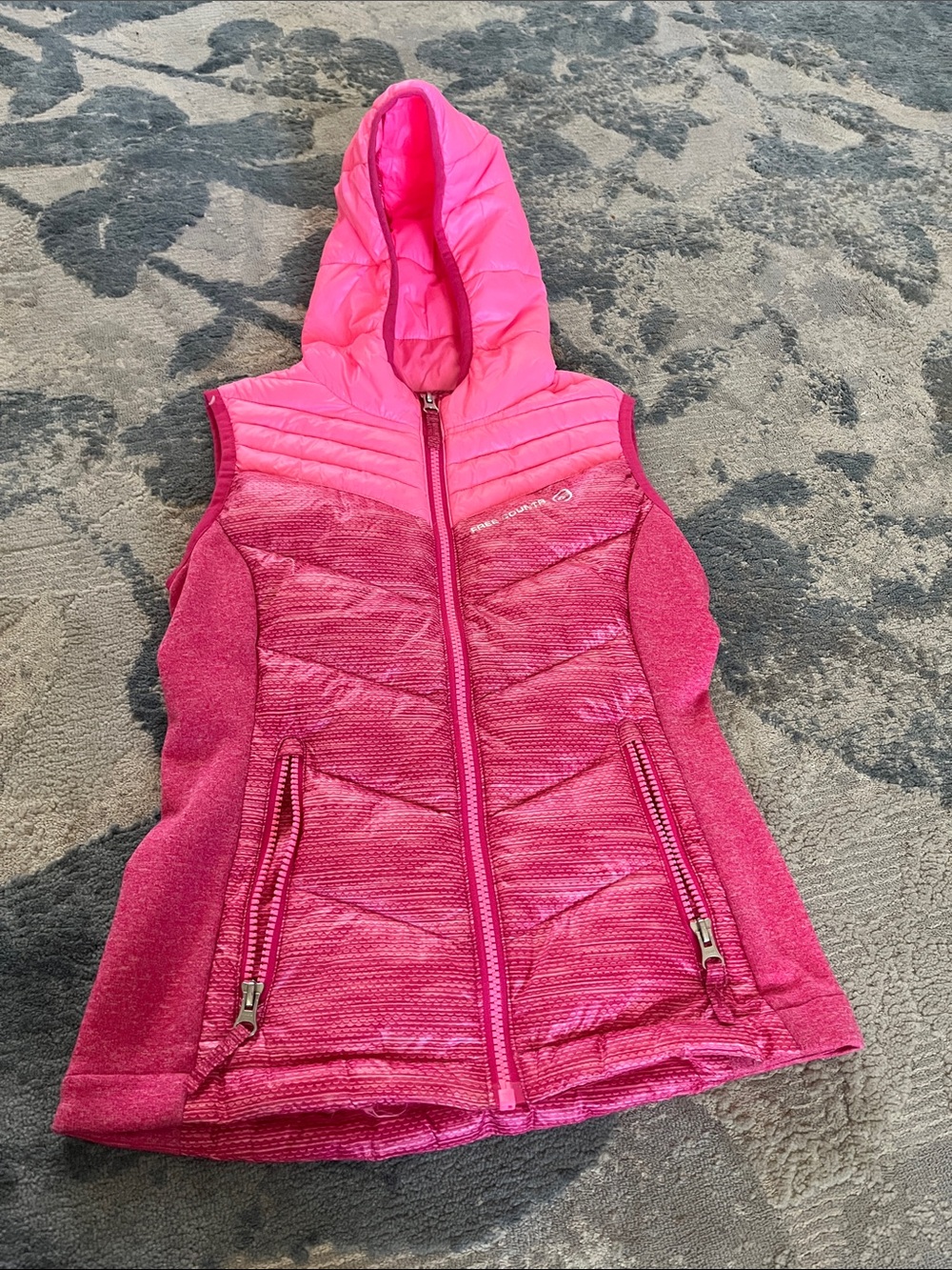 Free Country Girls' Hooded Quilted Vest in Bright Pink